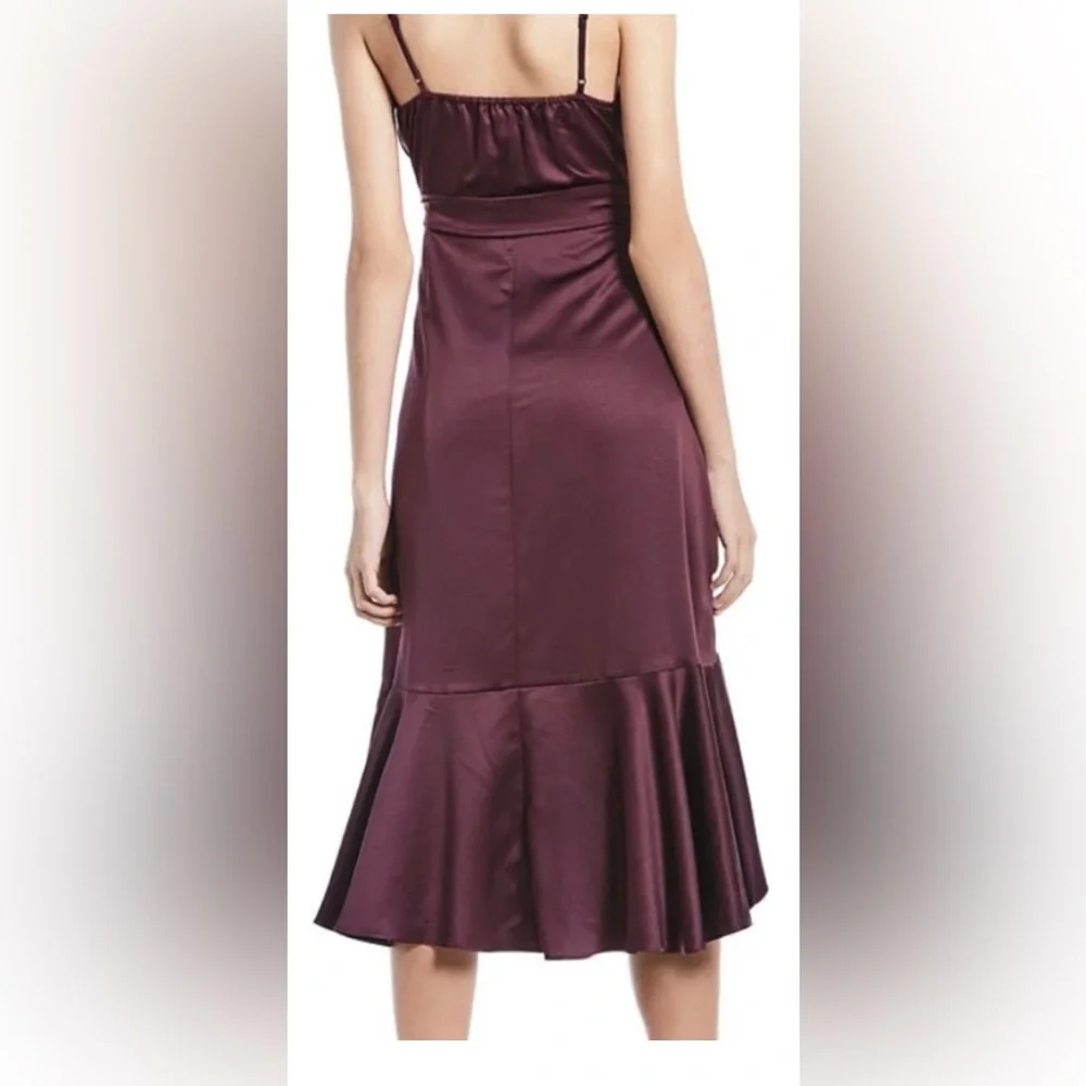 Band of Gypsies plum satin ruffle wrap dress - Picture 6 of 6